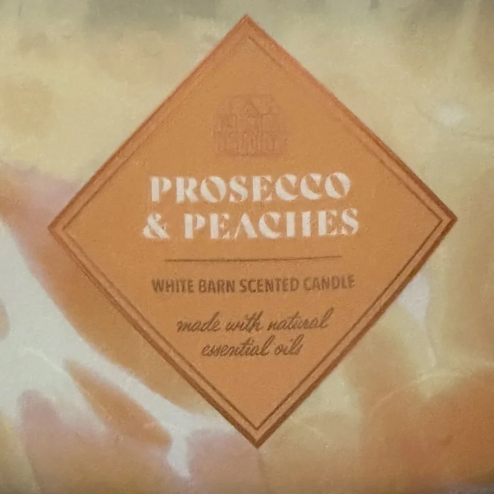 BBW Prosecco & Peaches White Barn Bath & Body Works 3 Wick Candle - Picture 3 of 10